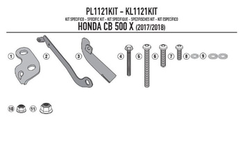 KAPPA ADAPTER DO ZAMONTOWANIA STELAŻA BOCZNEGO KL1121, KLX1121 HONDA CB 500X W ROCZNIKACH (17-18) - KL1121KIT