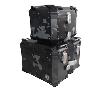 Komplet 3 aluminiowych kufrów COOCASE - symetryczne CAMO 2x36 +45L + torby wewnętrzne