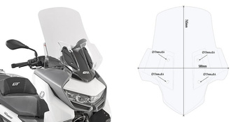 GIVI szyba przeźroczysta 76,5 x 58 cm (H x W) / potrzebny KIT D5132KIT - BMW C 400 GT (19) - 5132DT