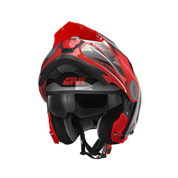 GIVI KASK X.27 TOURER - SZCZĘKOWY Z BLĘDĄ I WYPINANYM DASZKIEM - CZARNY Z CZERWONYM - ROZMIAR L / 60