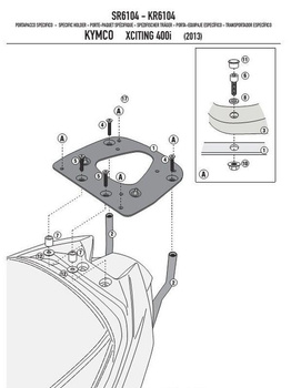 KAPPA STELAŻ KUFRA CENTRALNEGO KYMCO XCITING 400I (13-15) ( Z PŁYTĄ MONOKEY ) - KR6104