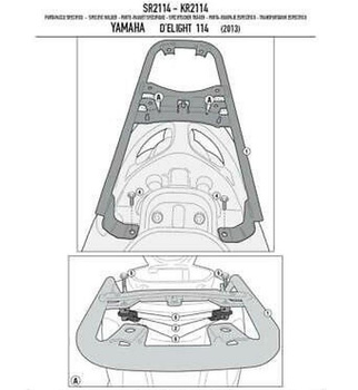 KAPPA STELAŻ KUFRA CENTRALNEGO YAMAHA D'ELIGHT 114 (13-15), MBK FLIPPER 114 (13-14) ( BEZ PŁYTY ) - KR2114