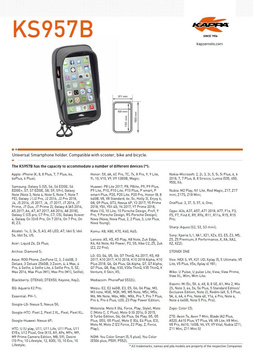 KAPPA TORBA NA GPS / SMARTPHONE IPHONE X/8/7/6S/PLUS, SAMSUNG GALAXY S6/S7/S8/S9 / EDGE Z MOCOWANIEM NA KIEROWNICĘ I LUSTERKO - PATRZ OPIS DODATKOWY - KS957B