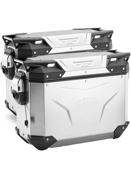 Zestaw kufrów aluminiowy bocznych asymetrycznych GIVI Trekker EVO Smart 48L + 37L(prawy) - Komplet z 2 zamkami