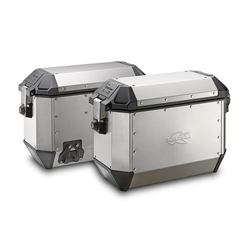 KAPPA KUFRY BOCZNE 36L MONOKEY KMS K'MISSION ALUMINIOWE (PARA = 2 SZT) + DODATKOWY ZAMEK - DO STELAŻY BOCZNYCH KL, KLR, KLO, KLOR - KMS36APACK2