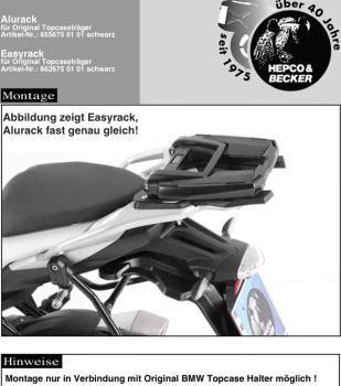 Hepco&Becker BMW S 1000 XR (2015-2019) Alurack-Metal carrier for TC - 655675 01 01