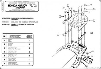 KAPPA STELAŻ KUFRA CENTRALNEGO HONDA XRV 750 AFRICA TWIN (93-02) ( Z PŁYTĄ MONOKEY ) - K210