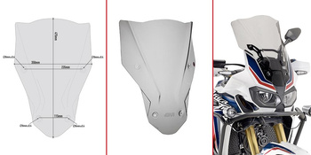GIVI szyba dymiona 47,5 x 35 cm (H x W) HONDA CRF 1000L AFRICA TWIN (16) - D1144S