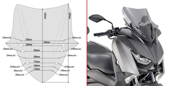 GIVI szyba dymiona 43,5 x 43,5 cm (H x W) - YAMAHA X-Max 300 (17) - D2136S