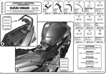 KAPPA STELAŻ KUFRA CENTRALNEGO SUZUKI GSR 600 (06-11) ( Z PŁYTĄ MONOLOCK ) - KR116M