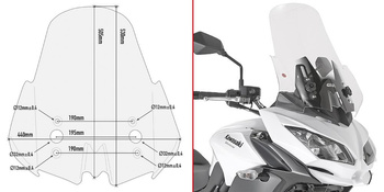 GIVI szyba przezroczysta 53 x 44 cm (H x W) - KAWASAKI Versys 650 (15 > 18) - D4122ST