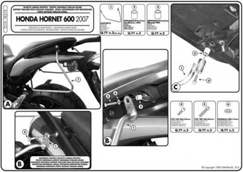 KAPPA STELAŻ POD TORBY (SAKWY) BOCZNE HONDA CB 600F HORNET 07-09 - TK219