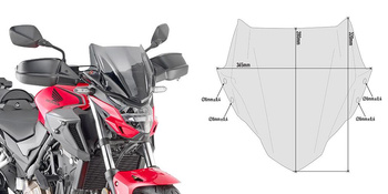GIVI szyba dymiona 28 x 36,5 cm (H x W) /potrzebny KIT A1176A - HONDA CB 500 F (19) - 1176A