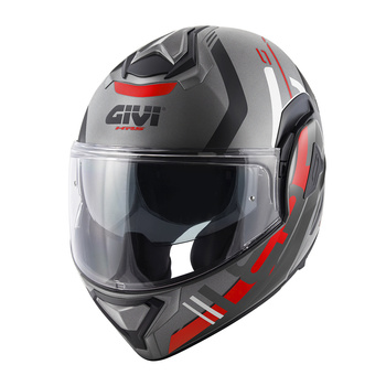 GIVI KASK X.30 PULSAR LADY - SZCZĘKOWY Z BLĘDĄ I SZCZĘKĄ PRZESUWANĄ DO TYŁU - CZARNY Z GRAFIKĄ CZERWONĄ MAT - ROZMIAR L / 60