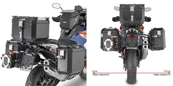 Kufry boczne Trekker Outback Evo smart do KTM 1290 Super Adv R /S (21- 24r) - Komplet z stelażem i kompletem zamków - kolor Czarne Alu