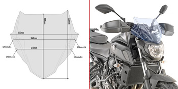 GIVI szyba typu 'ICE' 28 x 36,5 cm (H x W) - YAMAHA MT-07 (18) - A2140BL