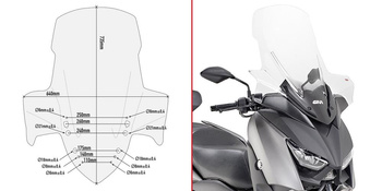 GIVI szyba przezroczysta 73,5 x 64 cm (H x W) - YAMAHA X-Max 125 / 300 (17-18) - D2136ST