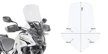 GIVI szyba przeźroczysta 58 x 45 cm (H x W) - HONDA CB 500 X (19) - D1171ST