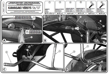 KAPPA STELAŻ KUFRÓW BOCZNYCH MONOKEY KAWASAKI VERSYS 650 (06-09) - RÓWNIEŻ POD KUFRY MONOKEY RETRO-FIT K-VENTURE ALU ORAZ K'MISSION ALU - KL447