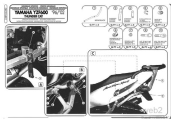KAPPA STELAŻ KUFRA CENTRALNEGO YAMAHA YZF 600 THUNDER CAT (96-02) ( BEZ PŁYTY ) - K3380
