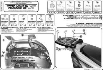 KAPPA STELAŻ KUFRA CENTRALNEGO YAMAHA MAJESTY 250 (00-07) ( Z PŁYTĄ MONOLOCK )