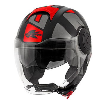 KAPPA KASK KV37 EVO STYLE OTWARTY JET Z BLENDĄ KOLOR CZARNY MAT/SZARY/CZERWONY ROZM. XS/54 ( HOMOLOGACJA ECE 22R06 ) - HKKV37RSYBR54