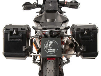 Wycięcie na bagażnik boczny ze stali nierdzewnej, w tym skrzynki boczne Xplorer w kolorze czarnym do KTM 890 SMT (2023-)