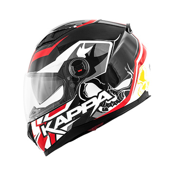KAPPA KASK KV27 DENVER SKULL INTEGRALNY Z BLENDĄ KOLOR CZARNY / BIAŁY / CZERWONY 56/S - WYPRZEDAŻ - WYCOFANY Z OFERTY - HKKV27FSKWH56