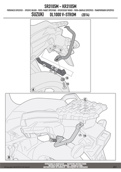 GIVI stelaż kufra centralnego z płytą MONOLOCK - SUZUKI DL 1000 V-STROM (14 > 15) - SR3105M