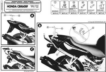 KAPPA STELAŻ KUFRA CENTRALNEGO HONDA CBR 600F (99-02) ( BEZ PŁYTY ) - K2520