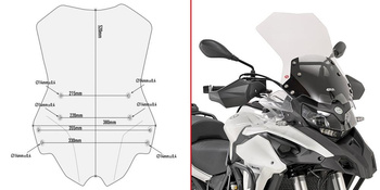 GIVI szyba przezroczysta 52 X 38 CM (H X W) - BENELLI TRK502 (17 > 20) - D8703ST