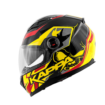 KAPPA KASK KV27 DENVER SKULL INTEGRALNY Z BLENDĄ KOLOR CZARNY / ŻÓLTY / CZERWONY 58/M - WYPRZEDAŻ - WYCOFANY Z OFERTY - HKKV27FSKYL58