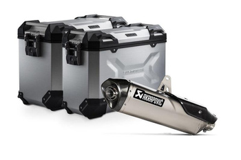 Zestaw kufrów bocznych TRAX ADV i stelaży + AKRAPOVIC SW-MOTECH TRIUMPH TIGER 900 (19-) SILVER - KFT.11.953.72000/S