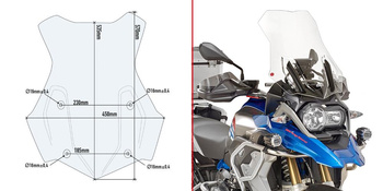 GIVI szyba przezroczysta 55 x 44,5 cm (H x W) / potrzebny KIT - BMW R1200 / 1250 GS / ADVENTURE