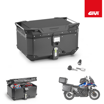 Kufer centralny aluminiowy GIVI Trekker Outback EVO Smart - OBKEV58B Nowy model 2024r + zamek SLR101