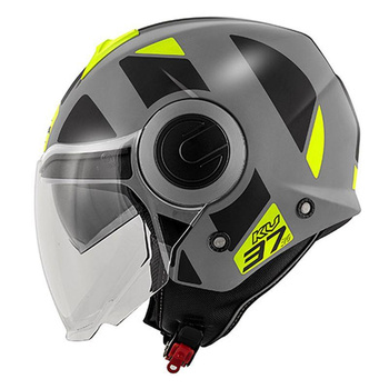 KAPPA KASK KV37 EVO STYLE OTWARTY JET Z BLENDĄ KOLOR CZARNY MAT/SZARY/ŻÓŁTY ROZM. M/58 ( HOMOLOGACJA ECE 22R06 ) - HKKV37RSYTY58