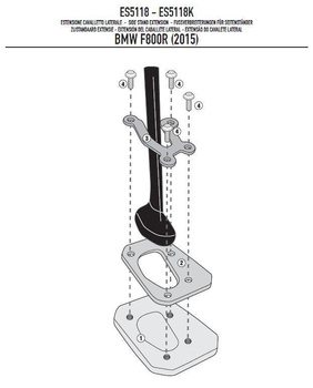 KAPPA POSZERZENIE STOPKI BOCZNEJ BMW F 800R (15-19), F 800GT (13-19) - ES5118K