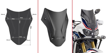 GIVI szyba sportowa czarna 40 x 31 (H x W) HONDA CRF 1000L AFRICA TWIN (16 18) - D1144BO