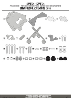 GIVI stelaż kufra centralnego z aluminiową płytą MONOKEY - BMW F 850 GS Adventure (19) - SRA5134