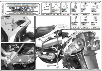 KAPPA STELAŻ KUFRÓW BOCZNYCH MONOKEY SUZUKI DL 1000 V-STROM (02-11), KAWASAKI KLV 1000 (04-09) - RÓWNIEŻ POD KUFRY MONOKEY RETRO-FIT K-VENTURE ALU ORAZ K'MISSION ALU - KL528