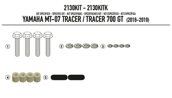 GIVI zestaw montażowy 2130FZ do ORGINALNYCH STELAŻY BOCZNYCH - YAMAHA MT-07 TRACER (16 > 19) - 2130KIT