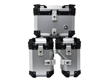 Komplet :Aluminiowe kufry COOCASE 3szt- asymetryczne boki + 45L centralny