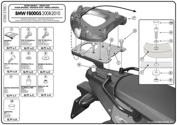 GIVI stelaż kufra centralnego z płytą MONOLOCK - BMW F 650 GS / F 800 GS (08 > 11) - E194M