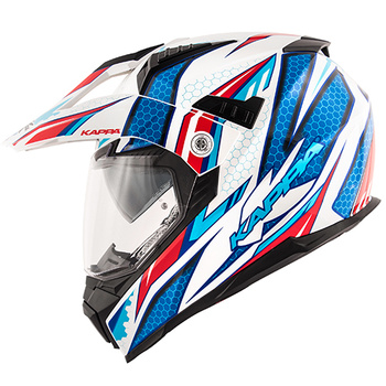 KAPPA KASK KV30 ENDURO RIDE DUAL OFF ROAD Z SZYBĄ I BLENDĄ BIAŁY/CZERWONY/NIEBIESKI XL/61 - WYPRZEDAŻ - WYCOFANY Z OFERTY - HKKV30FRDWB61