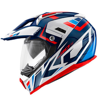 KAPPA 2022/01 KASK KV30 EVO GRAYER DUAL OFF ROAD Z SZYBĄ I BLENDĄ KOLOR BIAŁY/NIEBIESKI/CZERWONY ROZM. L/60 ( HOMOLOGACJA ECE 22R06 ) - HKKV30RGYLR60