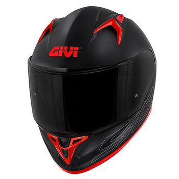GIVI Kask 50.9 SOLID integralny z blendą; kolor  - CZARNY MAT Z CZERWONYM
