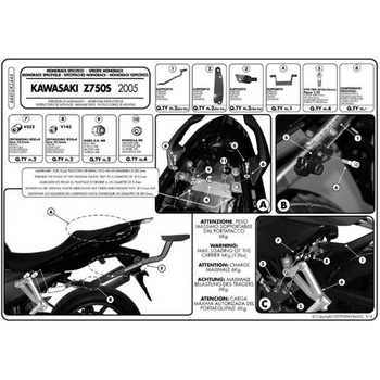 KAPPA STELAŻ KUFRA CENTRALNEGO KAWASAKI Z 750S (05-07) ( BEZ PŁYTY ) - KZ444