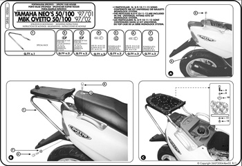 KAPPA STELAŻ KUFRA CENTRALNEGO YAMAHA Neo's 50-100 (97-02), MBK Ovetto 50-100 (97-02) ( BEZ PŁYTY ) - KR86