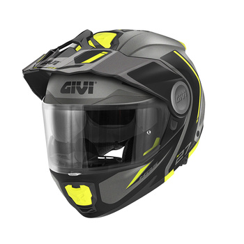 GIVI KASK X.27 TOURER - SZCZĘKOWY Z BLĘDĄ I WYPINANYM DASZKIEM - CZARNY Z FLUO - ROZMIAR XS / 54