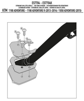 KAPPA POSZERZENIE STOPKI BOCZNEJ KTM 1190 ADVENTURE / R (13-15), 1050 ADVENTURE (2015), 1290 SUPER ADVENTURE (2015) - ES7704K